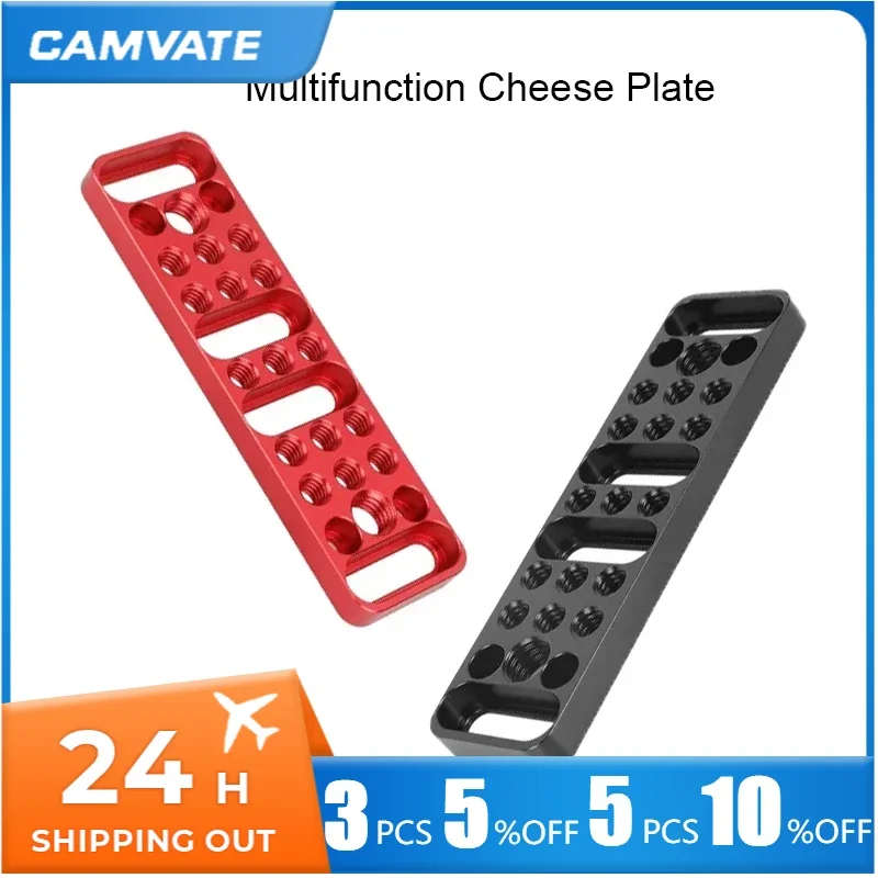 CAMVATE Multifunction Cheese Plate Mount with 75mm VESA Mount 1/4inch 3/8inch Connections forTripod Cage Rig Expansion Accessory