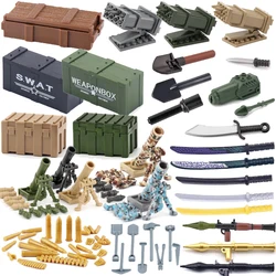 Military MOC Building Block Figure Accessory Weapon Box Kit Bullet Samurai Blade RPG Bazooka Camouflage Mortar Boy Toy Gift K047