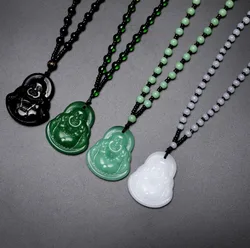Fashion Natural Stone Amulet Pendant Necklace Classic Four Color Bead Chain Crystal Pendant Jewelry Gifts