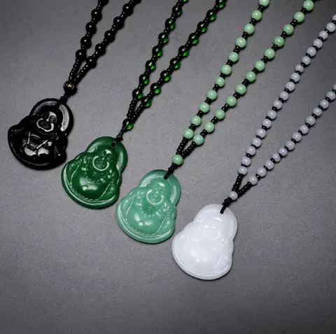 Fashion Natural Stone Amulet Pendant Necklace Classic Four Color Bead Chain Crystal Pendant Jewelry Gifts