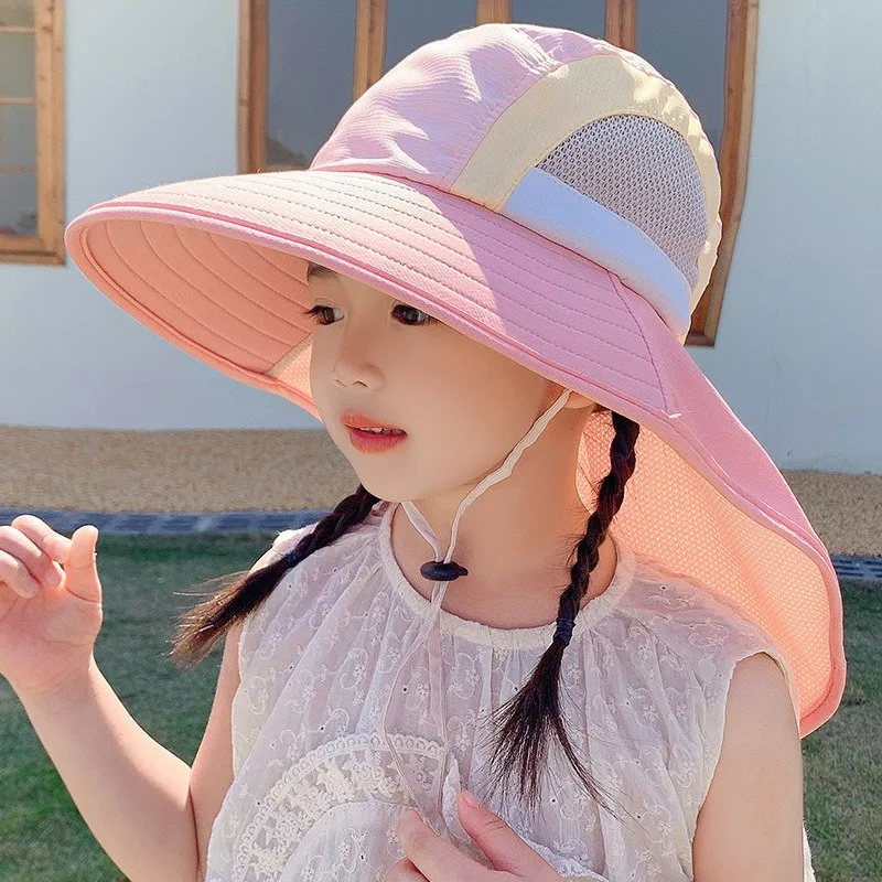 

Children's sun hat large brim UV protection summer boys and girls dome beach hat sun hat