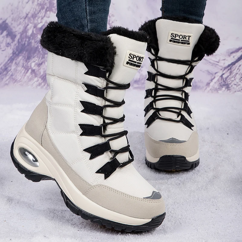 Shoes Woman Thick Bottom Winter Winter High Quality Boots Platform Anti Slip Snow Boots Luxury Warm Winter Casual Cotton Shoes