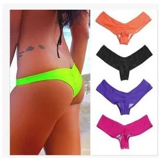 New Fashion Ladies Thong Swim Trunks Multiple Colors Solid Color Pleated Thong Swimwear Women Bikini Swim Trunks Hot Sale