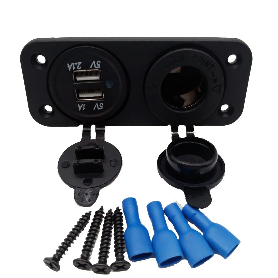 5Pcs hot-selling assembly power supply mother seat/car charger 2-in-1 car mobile phone charger RV modified USB
