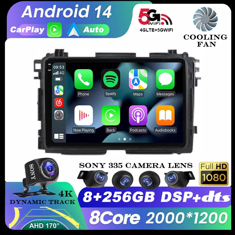 Android 14 Auto Car Radio 2Din GPS Bluetooth Multimedia Video Player For Honda HR-V HRV XRV Vezel 2013 - 2019 360 Camera Carplay