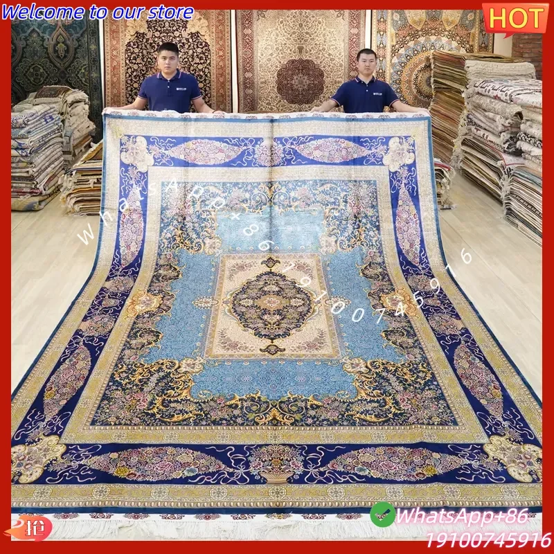 CECertificate 9x12ft Turkish High End Double Knot Hand Persian Vintage Pray Runner Antique Silk Rugs Washable Non-Slip for