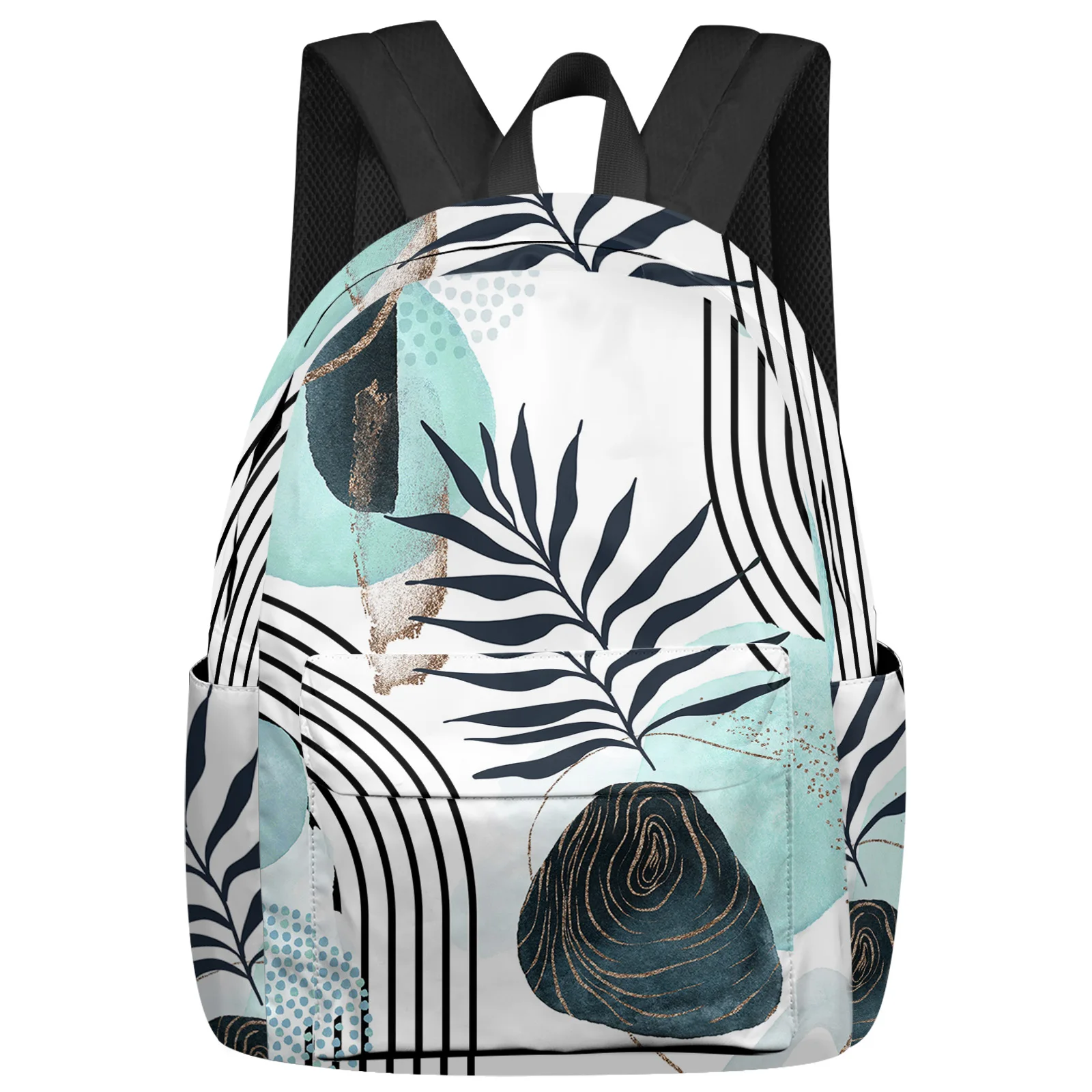 

Abstract Art Leaf Boho Teal Leaves Backpacks Teenagers Student School Bags Laptop Backpack Men Women Female Travel Mochila