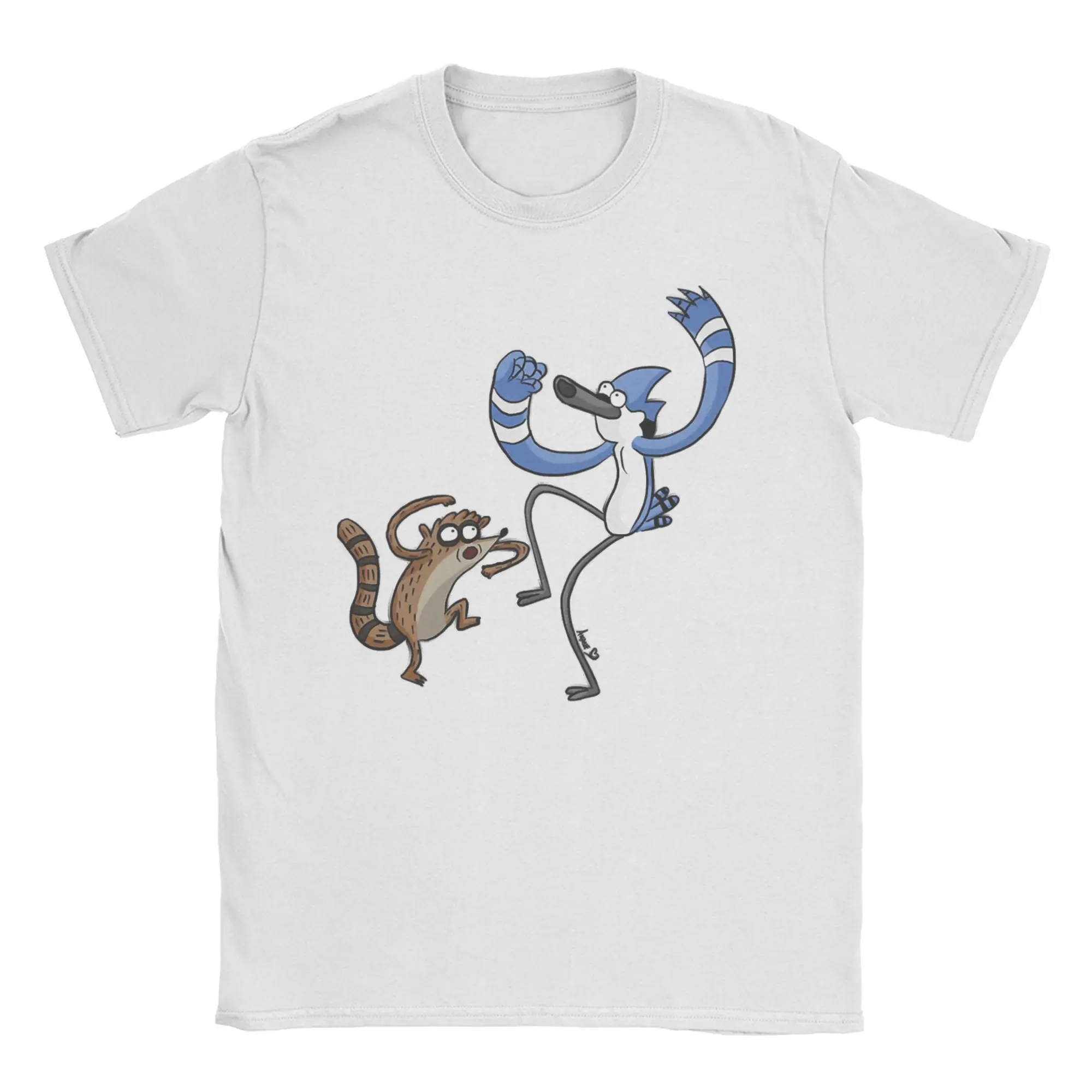 Men Women Rigby And Mordecai T Shirts Regular Show Pure Cotton Tops Humor Short Sleeve O Neck Tee Shirt Gift Idea T-Shirts