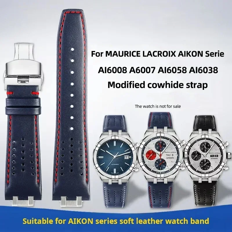 

Выпуклый ремешок из нержавеющей стали для Maurice Lacroix AIKON AI6038 AI6008 AI6007 AI6058, быстросъемный ремешок для часов из воловьей кожи