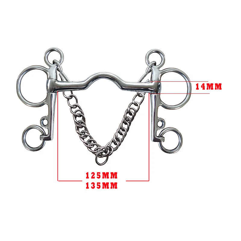 120/125/127/130/135mm Stainless Steel Horse Bit Durable Curb Hooks Chain Full Cheek Comfort Snaffle Bit Copper Roller Equestrian