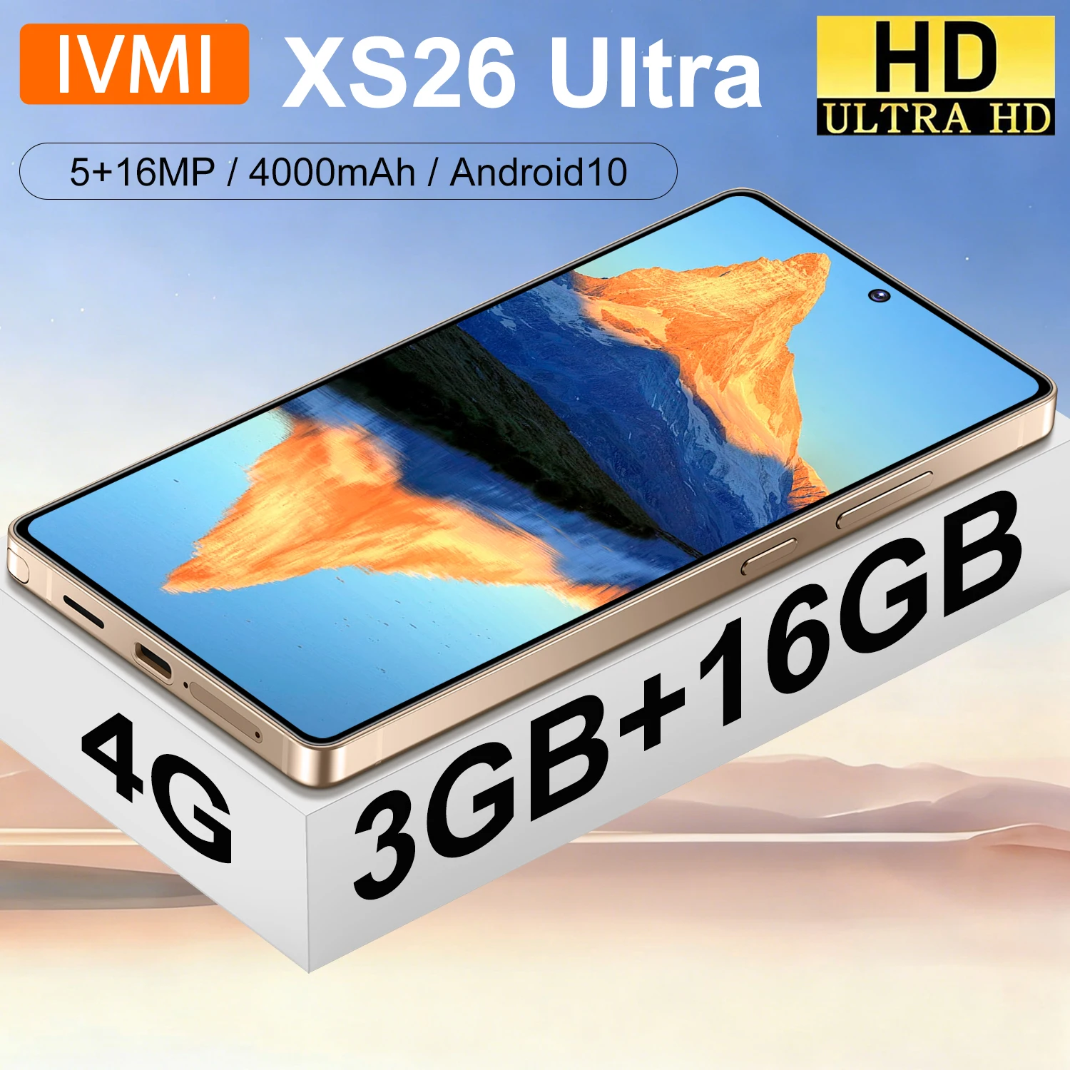 IVMI New XS26 Ultra Smartphone 16GB ROM Android10.0 Wifi Dual SIM Standby Play Store 4G Network 6.9