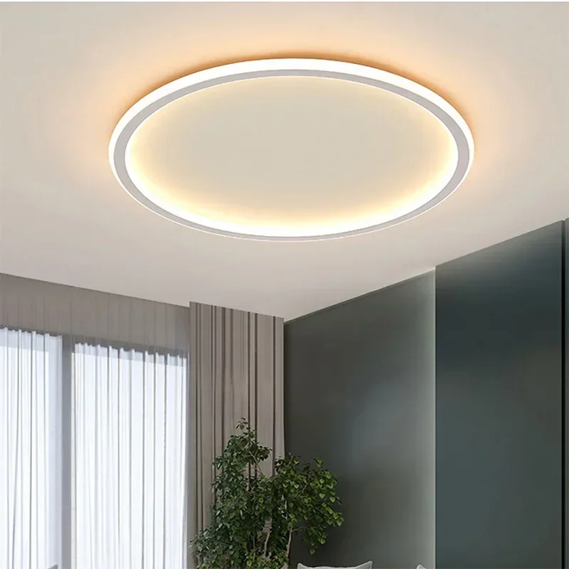 Nordic Minimalist โคมไฟเพดาน LED สําหรับห้องนอนห้องนั่งเล่นทางเดิน Study Room ระเบียงวงกลมรีโมทคอนโทรลโคมไฟระย้า