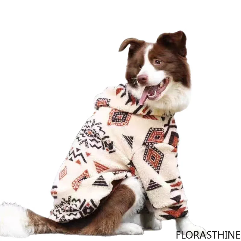 Hooded Dog Coat Winter Warm Thicken Hoodies for Medium Large Cold Dogs, Weather Pet Clothes Thermal Sherpa Fleece Dog Sweatshirt