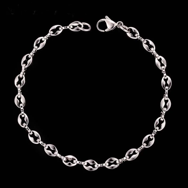 1pcs 4.5mm Wide 7inch-11inch Men Women Stainless Steel Jewelry Bracelets Oval Chains Lobster (NO RED BOX)