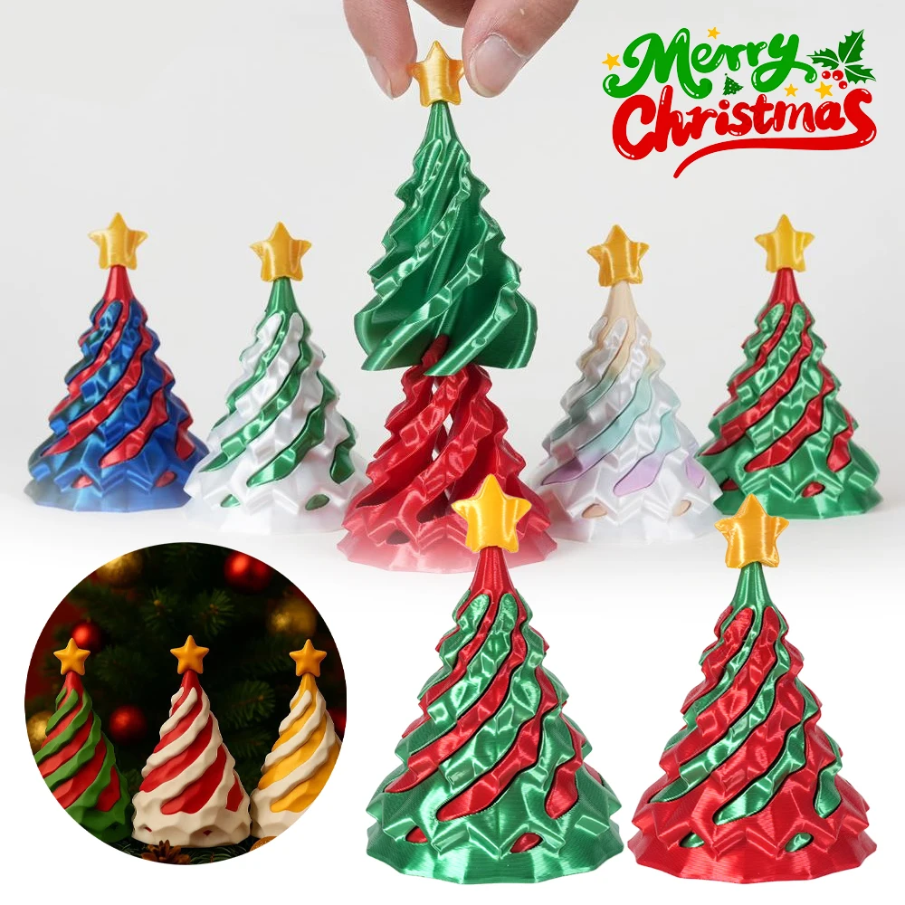 ثلاثية الأبعاد مطبوعة شجرة عيد الميلاد دوامة المخاريط الحسية ألعاب متململة للأطفال الإبداعية التعليمية لغز هدية ثنائي اللون دوامة الاسترخاء