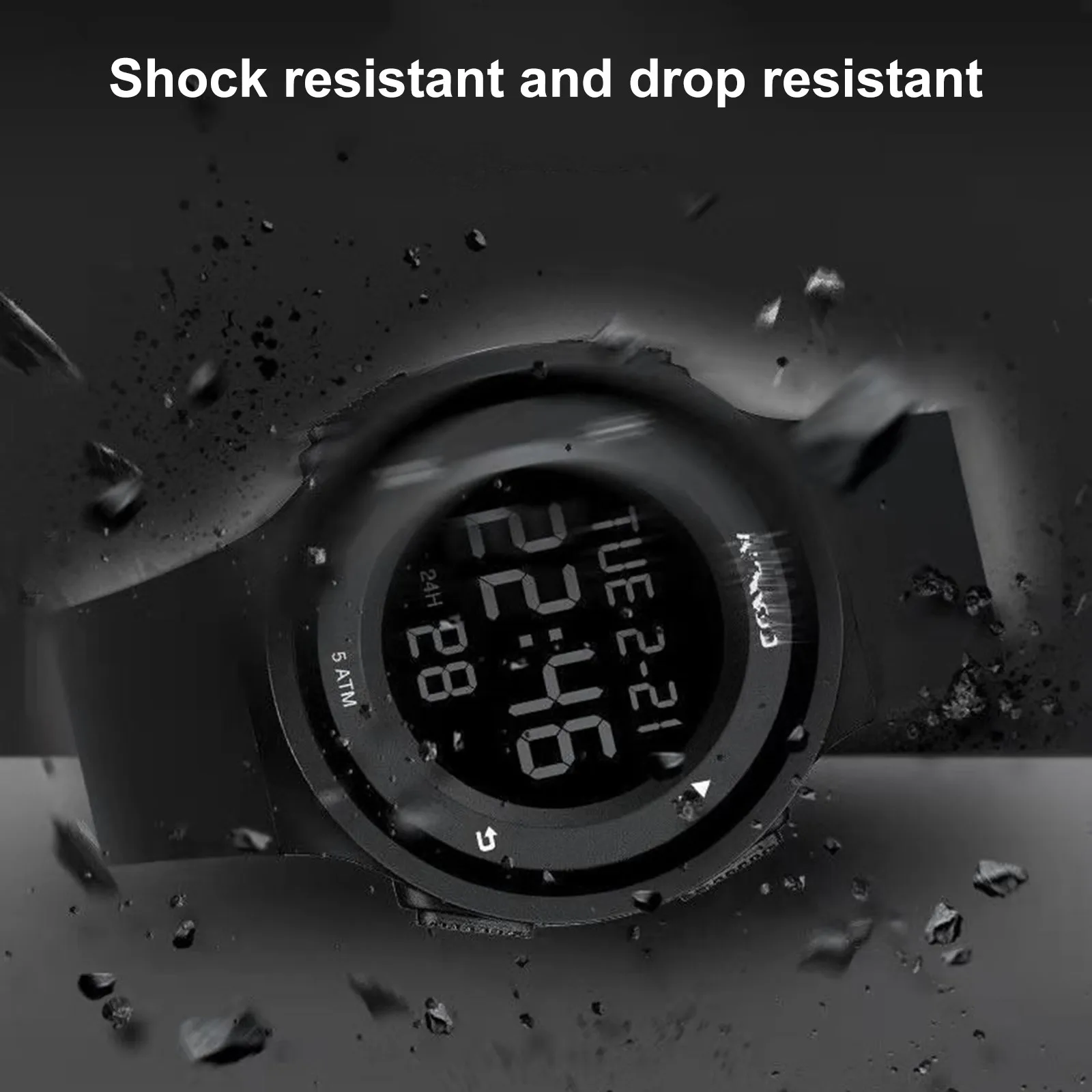 Men'S Sports Watch Led Digital Watch Luminous Waterproof Multi-Function Sports Clock Large Dial Student Outdoor Military Watch