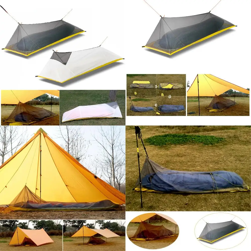 

230g/260g Ultralight 1 Person Outdoor Camping Tent Summer Mesh Tent 40D 210T Nylon Body Inner Tent Vent Mosquito Net 3-4 Seasons