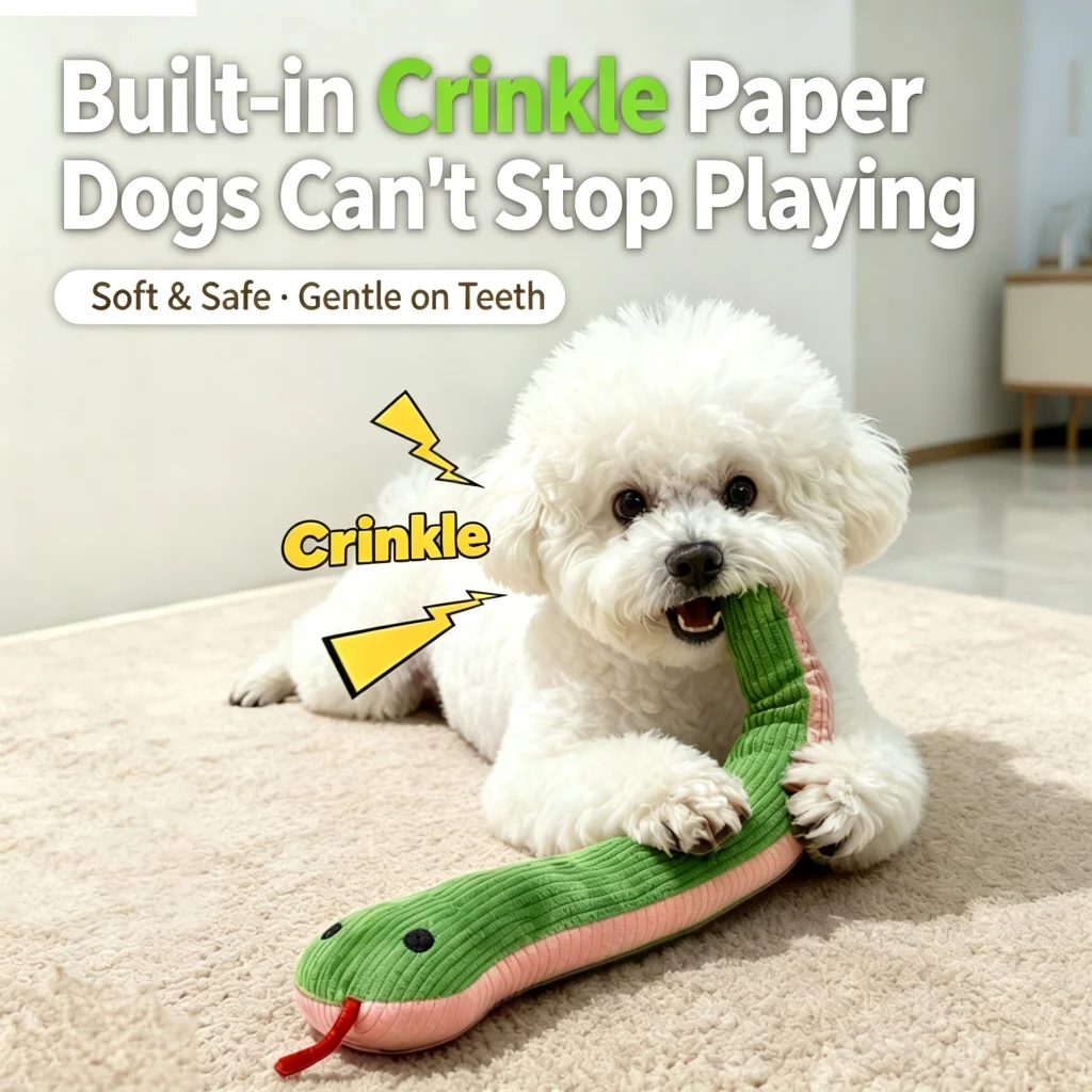Snake Shape Dog Toy Crinkle Squeaky Plush Chew Toy for Puppy Small Medium Dogs Interactive Boredom Relief Pet Supplies