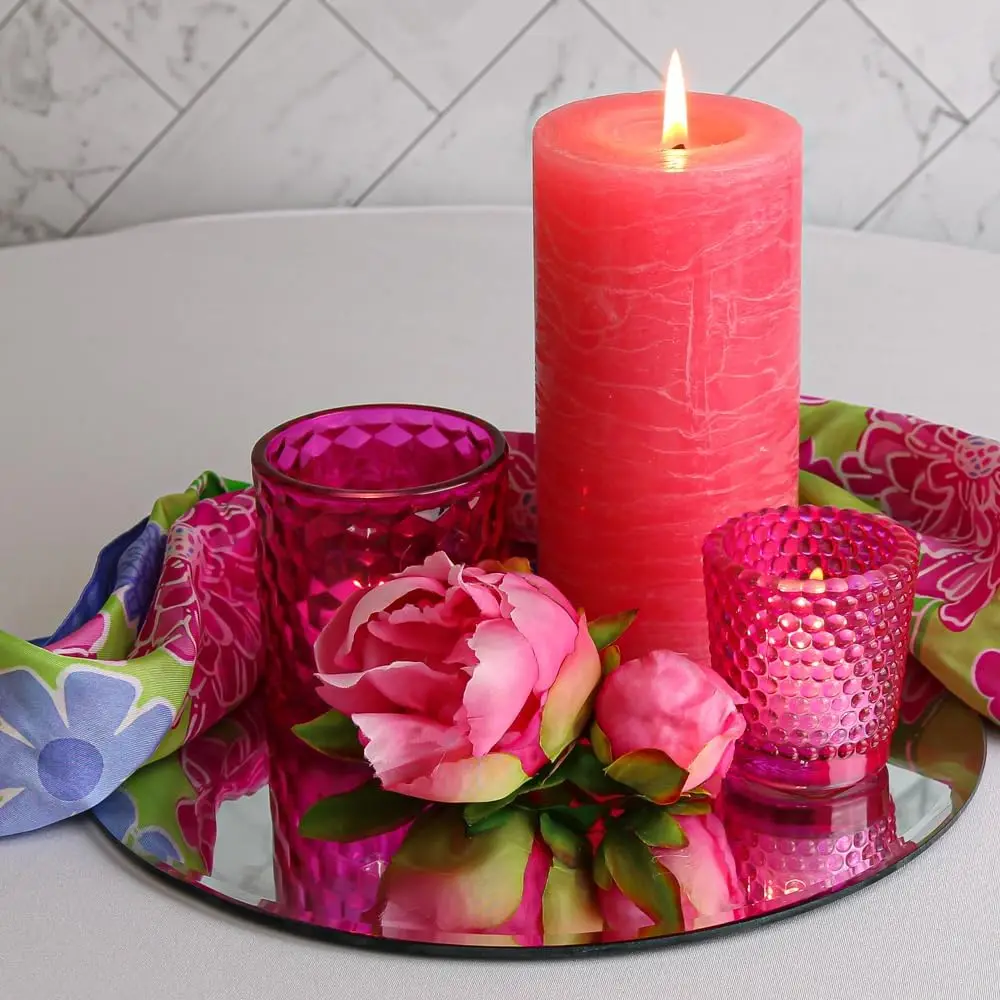 Candle Holders Hobnail Pink Set of 72 Thick Premium Quality Glass with Jewel-rich Color Finish Perfect for Home