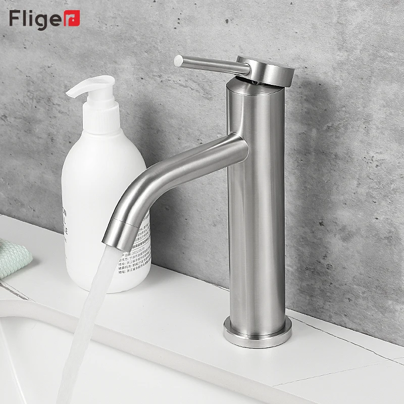 Fliger Brushed Gold Basin Faucets Waterfall Bathroom Sink Faucet Hot Cold Water Mixer Faucet Bathroom Faucet Grifos De Baño