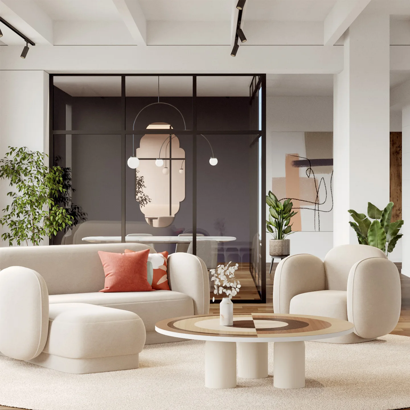 Memphis style round dining table modern minimalist geometric pattern color round table small apartment living room