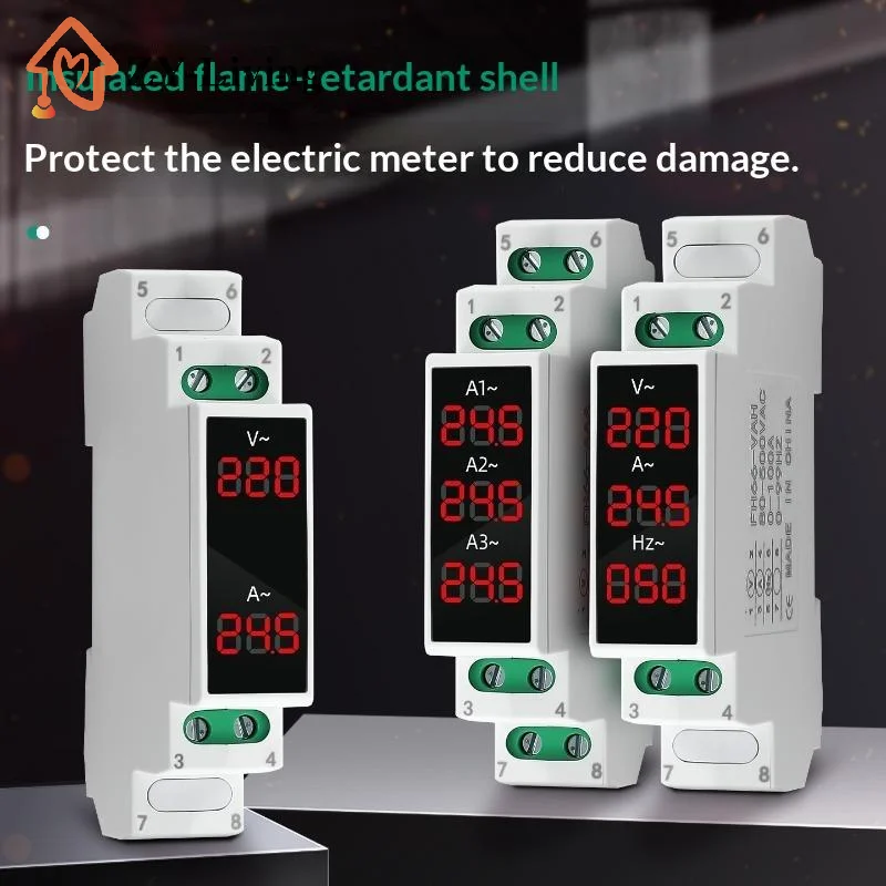 1Pc Digital Three Phase Meter With Modular Design And LED Display For Voltage Current Frequency Monitoring In Electrical Systems