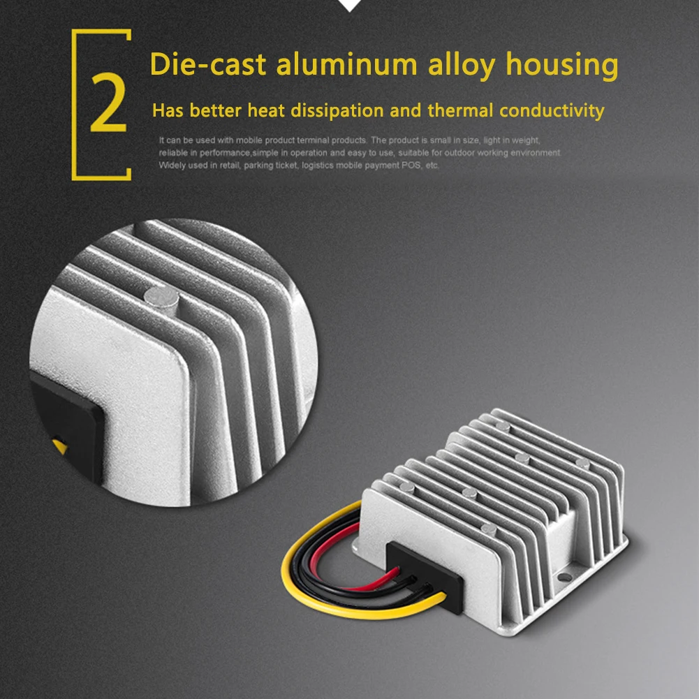 Преобразователь постоянного тока 48 В в 13,8 В 20 А, водонепроницаемый регулятор напряжения, функция защиты, понижающий преобразователь питания в корпусе из алюминиевого сплава