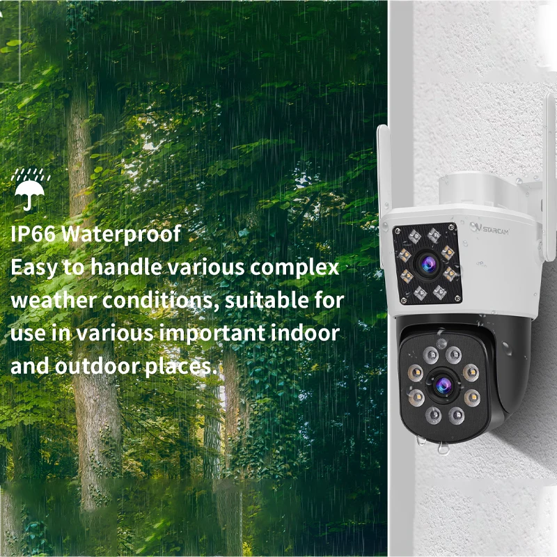 Vstarcam Outdoor Wifi Camera 4mp Hd Dual-Screens Ptz Camera Auto Tracking Waterdichte Beveiliging Videobewaking