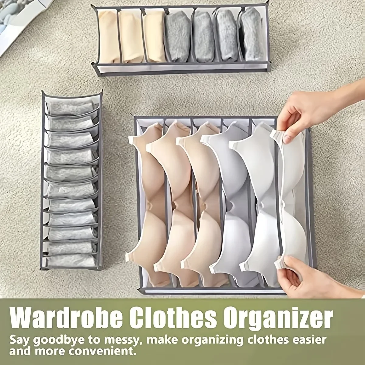 Caja Organizadora de Ropa Interior Plegable, Nuevo Estilo, Separador de Cajones para Sujetadores, Calcetines, Jeans y Pantalones, Organizador de Armario para Guardar Ropa