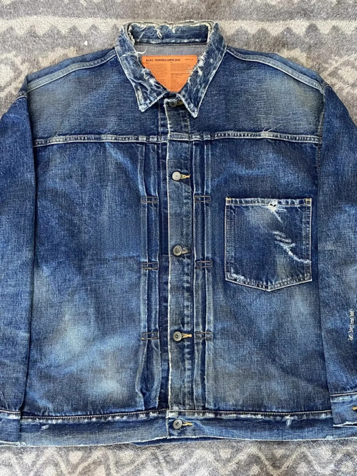 

Винтажная джинсовая куртка Waed 86-го года в стиле King Long Sve, с эффектом потертости и рваными элементами, молодежная, трендовая, из хлопка