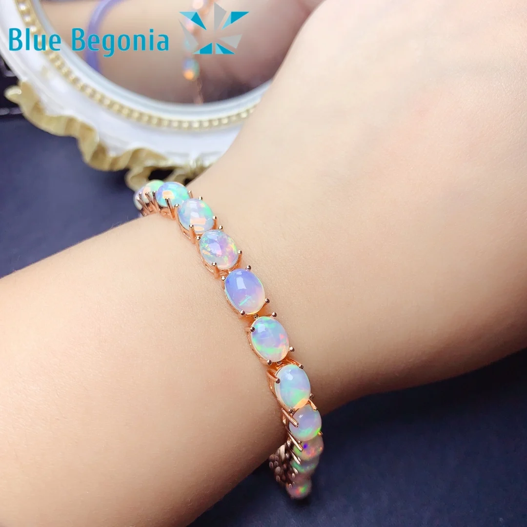 6*8MM Natural Opal Bracelet Luxury Bracelets for Women S925 Sterling Silver Premium Engagement Wedding Jewelry Gifts