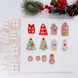 Christmas Bookshelf Polymer Clay Cutter Christmas Tree Mini Hats Polymer Clay Molds for Earrings Jewelry Making Decoration