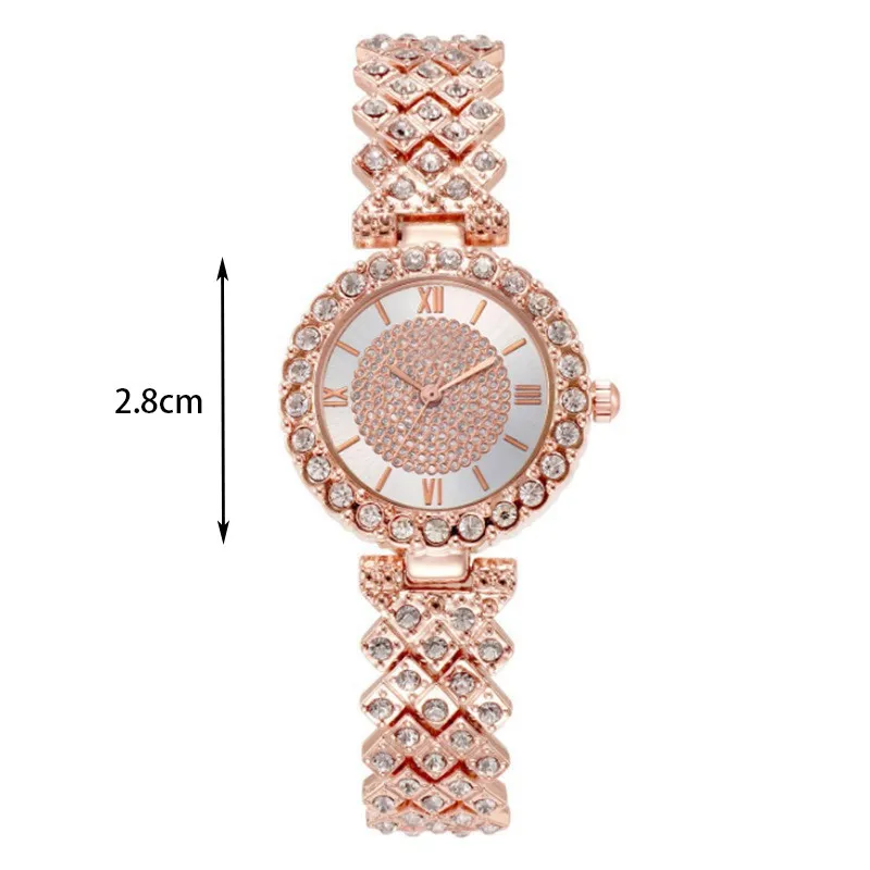 Luxury Small Round Dial Rhinestone Alloy Quartz Watch For Women Exquisite Full Diamond Fashionable Temperament Party Wristwatch