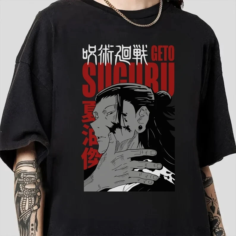 Domain Expansion Gojo Satoru Shirt Jujutsu Kaisen Shirt Gojo Satoru JJK Funny Print Anime Manga Shirts Cotton Tees Lady Tops