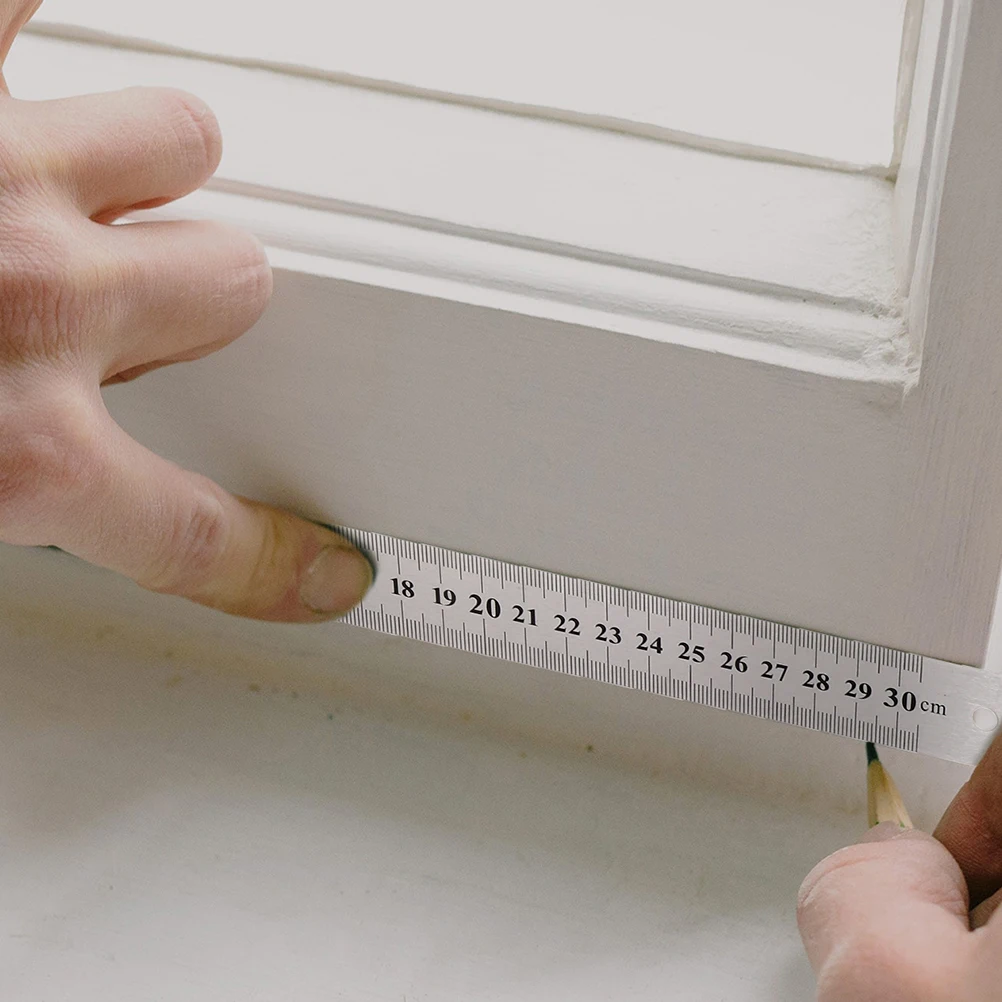 

2 Pcs Carpenter Graduated Steel Ruler Office Centimeter Stainless Dual Side Straight