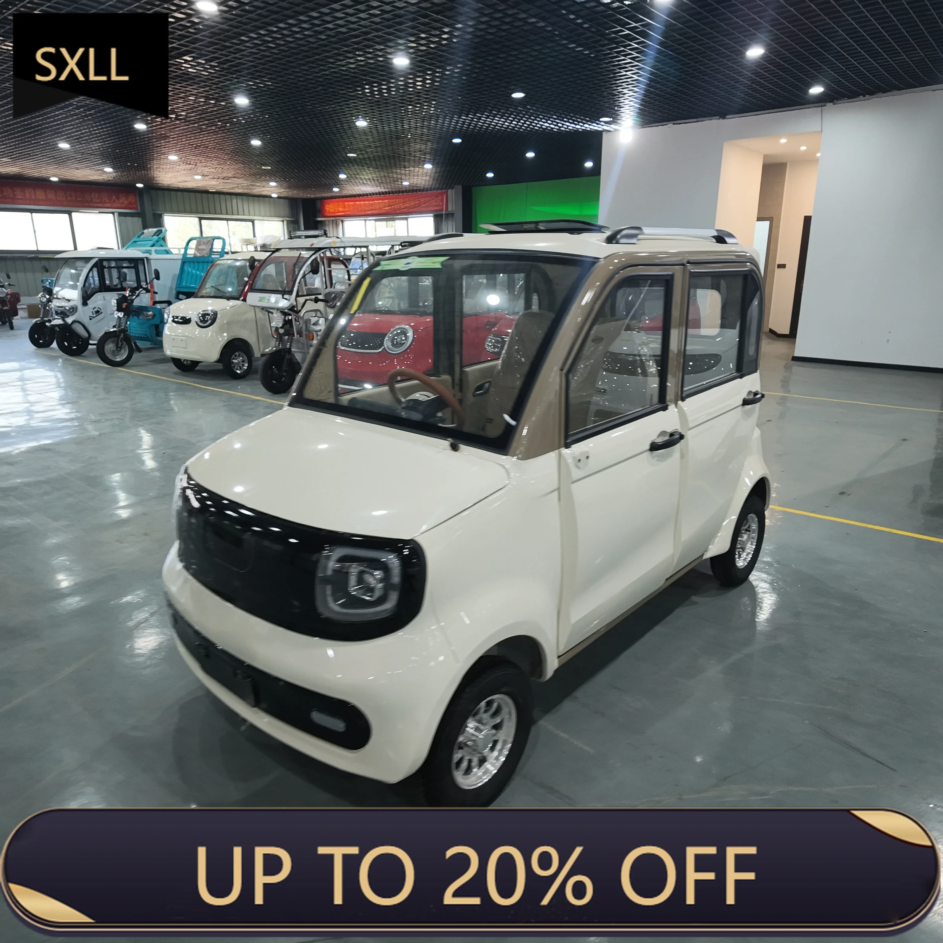 SXLL Compact 4-door White Electric Car, 4-seater, 150 km Range Ideal for Daily City Commuting.