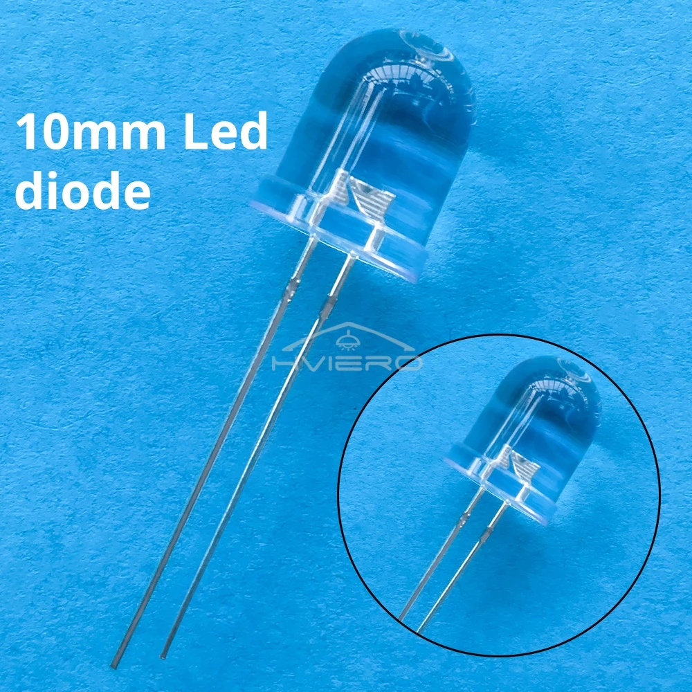 50Pcs 10mm Okrągłe Super Jasne Koraliki Lampowe Przezroczysta Dioda LED Biały Czerwony Zielony Niebieski Żółty UV Różowy Pomarańczowy Żarówka Kopułkowa — zdjęcie 4