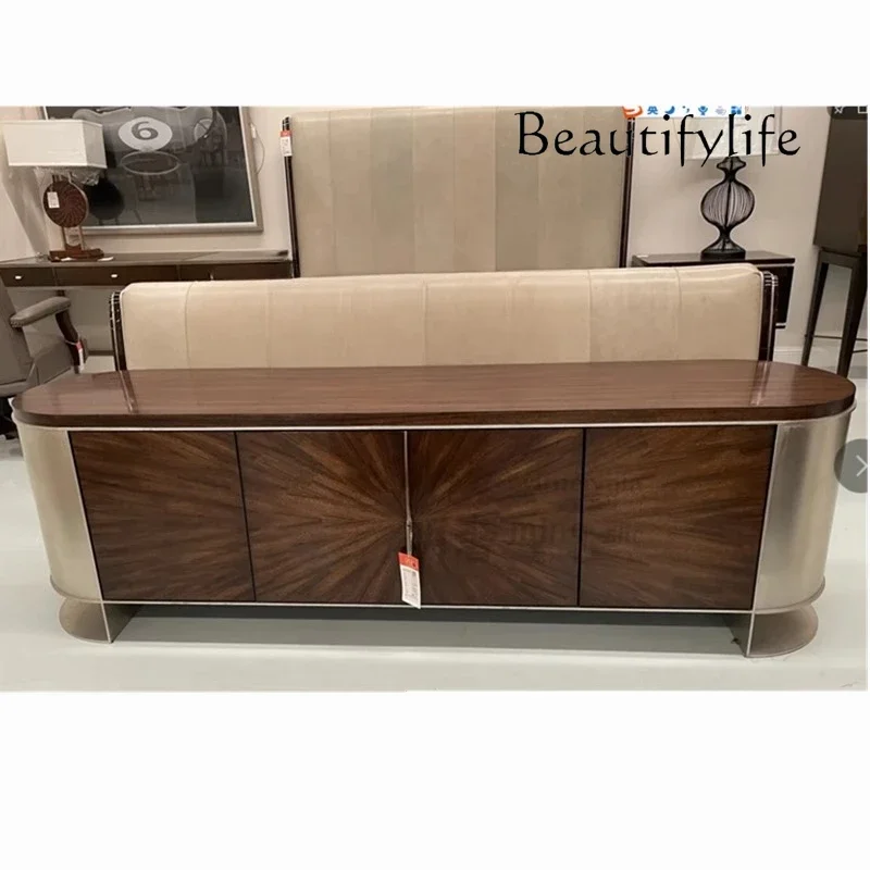 

light luxury modern simple solid wood TV cabinet neoclassical light luxury living room low cabinet foyer cabinet American