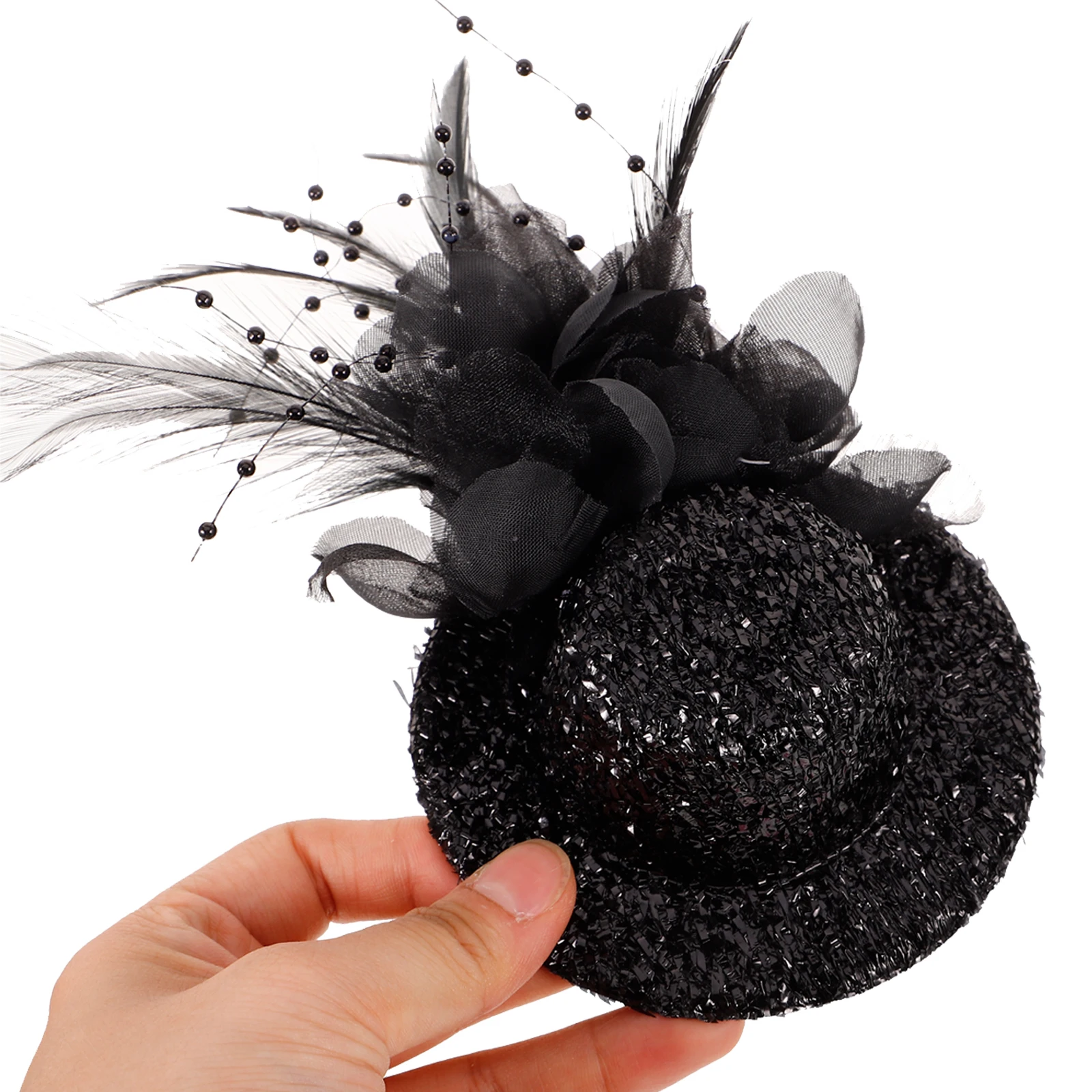 

4 Pcs Fascinator Hair Clips Lightweight Mini Top Hat Headwear for Girls Punk Accessories Tea Party Red Black