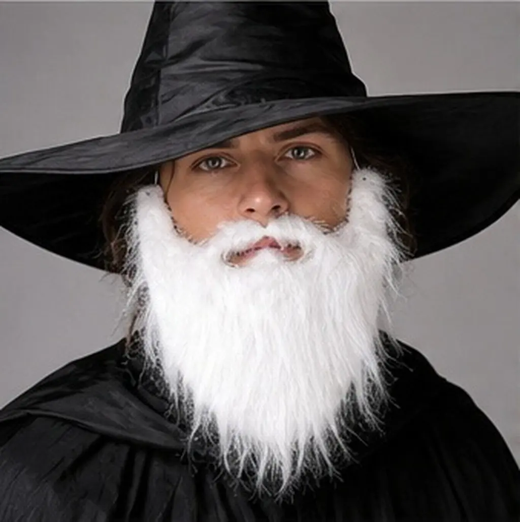 4Pcs Halloween Fake Beards Realistic Wise Old Man Style False Beards for Costume Accessories Party Masquerade Day of The Dead