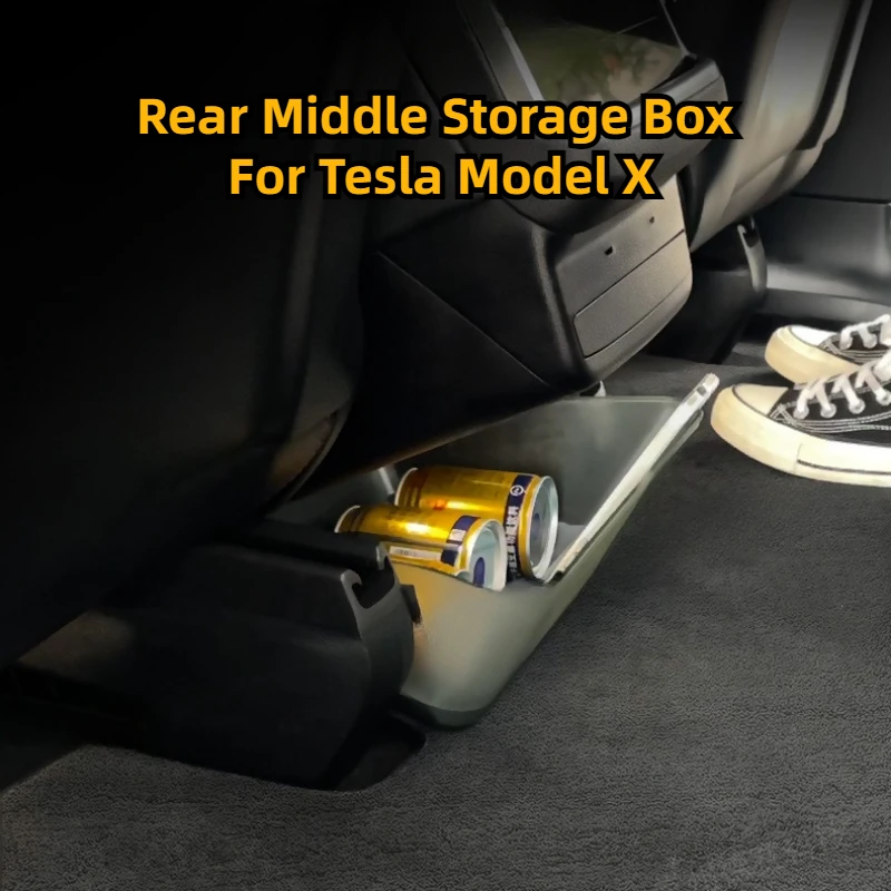 Rear Middle Storage Box for Tesla Model X Tissue Box Trash Can Transparent Acrylic Storage Car Interior Accessories for Model X