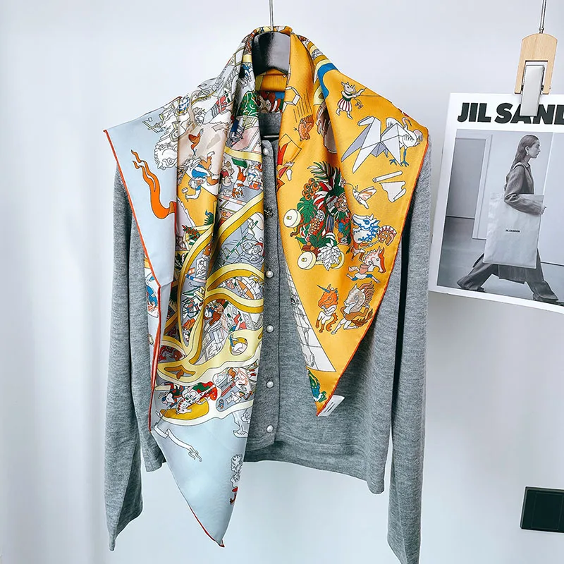 

New Arrival 100% Real Silk Scarf Large Square Silk Shawl Cape 35"x35"