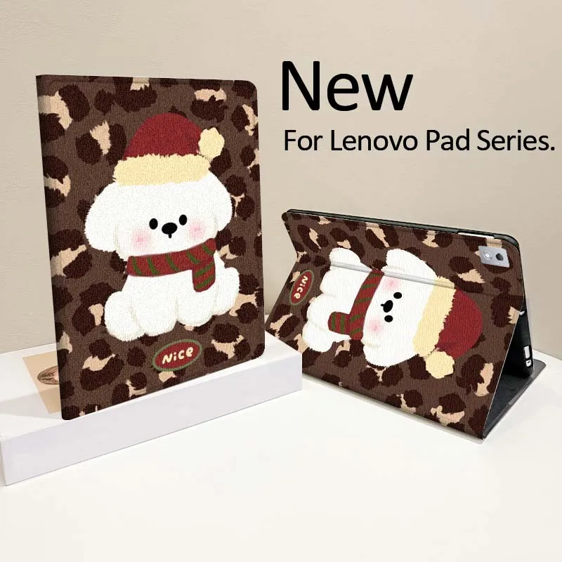 

Retro White Cute Dog Pattern For Lenovo Tab Xiaoxin Pad 700 Y900 Gen4 K10 P11 GT K11 3rd P11 P12 Plus Pro Gen Tablet Case