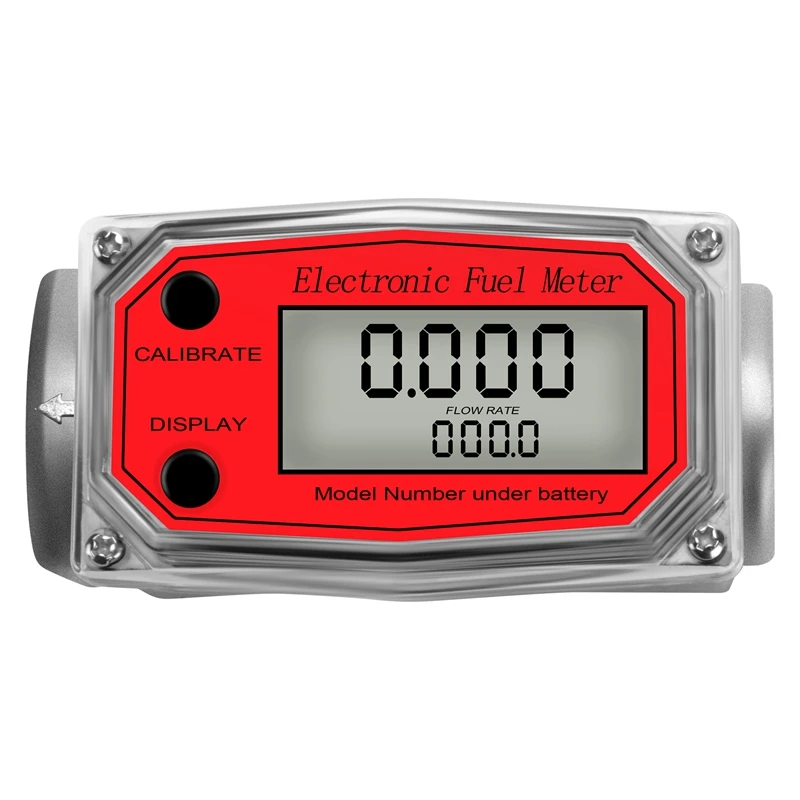 AA58 1 Inch Digital Turbine Flowmeter Digital LCD Display with NPT Counter Fuel Flowmeter for Measuring Engine Oil