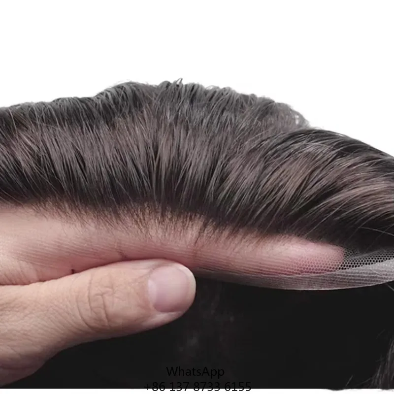 

HS27+ New Times Hair Hair Fine Mono Lace Front Toupee For Men Natural Wave Skin Knots