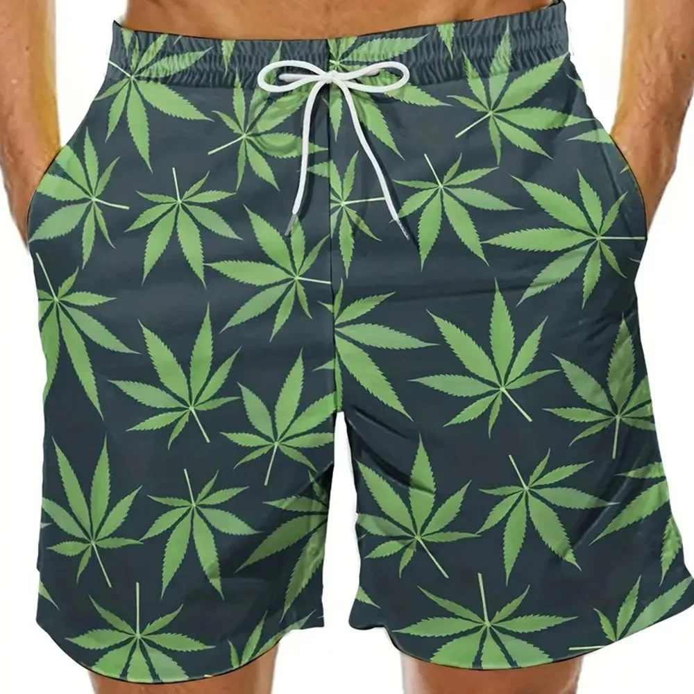 Men's Beach Pants Maple Leaf Leaf 3D Printed Shorts Men's Summer Casual Breathable Shorts Men's Street Ropa Hombre