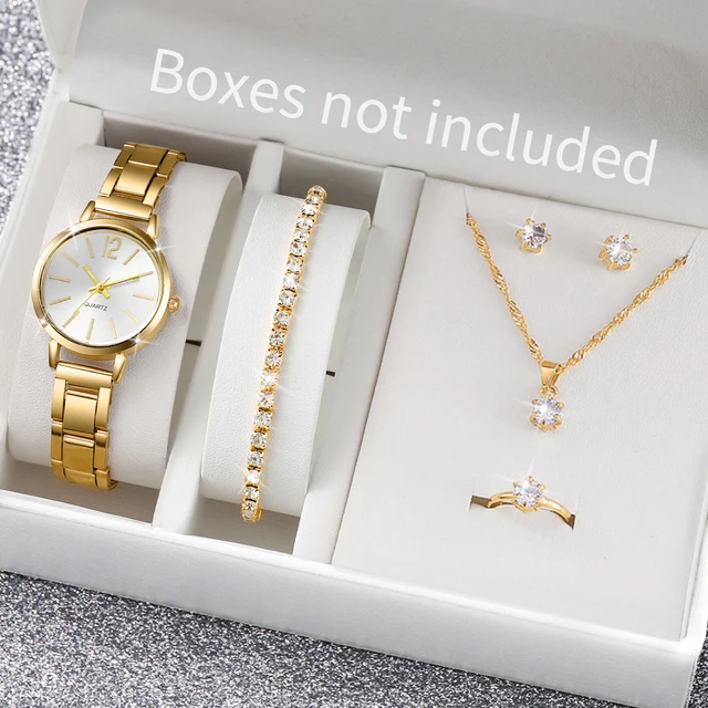 6 sztuk/zestaw modne zegarki damskie luksusowy pasek ze stopu damski zegarek kwarcowy zestaw biżuterii diamentowej Relogio Feminino (bez pudełka)
