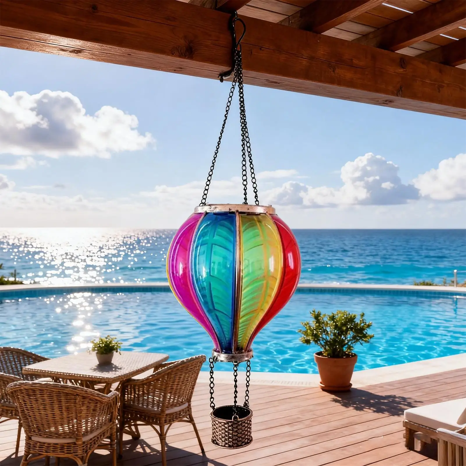 Hot Air Balloon Lanterns Solar Lantern Waterproof Portable Decorative Decor Lamp for Outside Garden Patio Balcony Night Decor - view 2