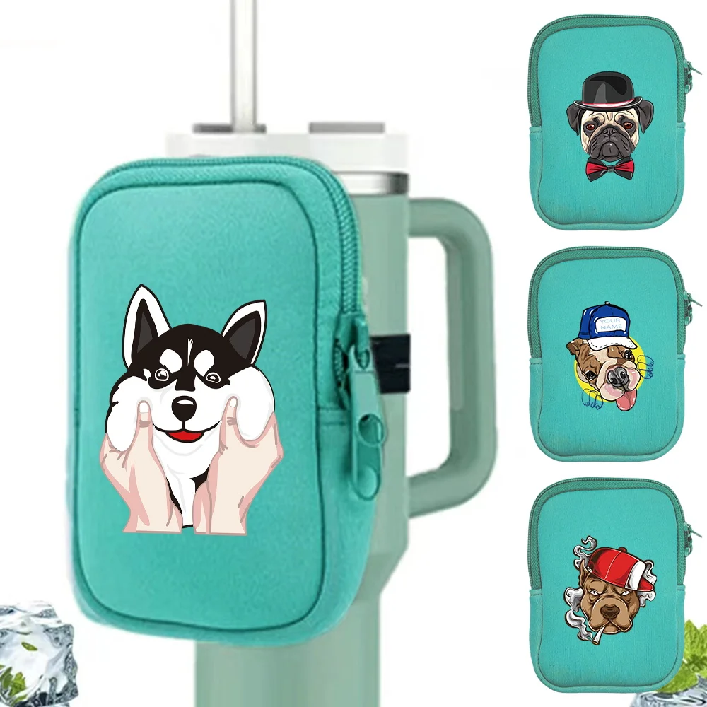 Portable Outdoor Sports Water Bottle Pouch Fitness Accessories Multi-functional Handheld Water Cup Bag Dog Pattern