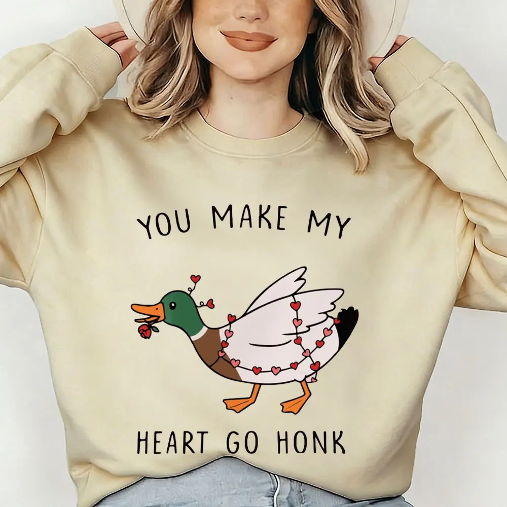 You Make My Heart Go Honk Sublimation Women Sweatshirt Funny Valentine Goose Pink Coquette Valentine Shirt XoXo Be Mine Sweater